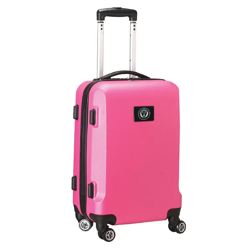 suitcase with stylish design features-Philadelphia Union 21"Carry-On Hardcase Spinner- Pink