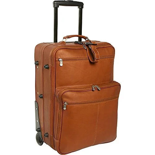 suitcase with easy-to-carry features-Piel Leather 22 Inch Wheeled Traveler, Saddle, One Size