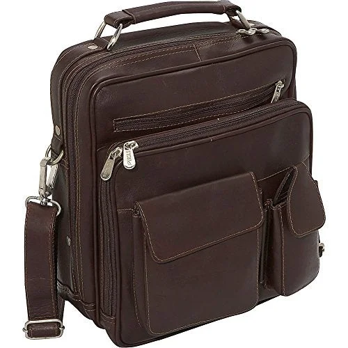 suitcase with best packing solutions-Piel Leather Deluxe Shoulder Bag, Chocolate, One Size