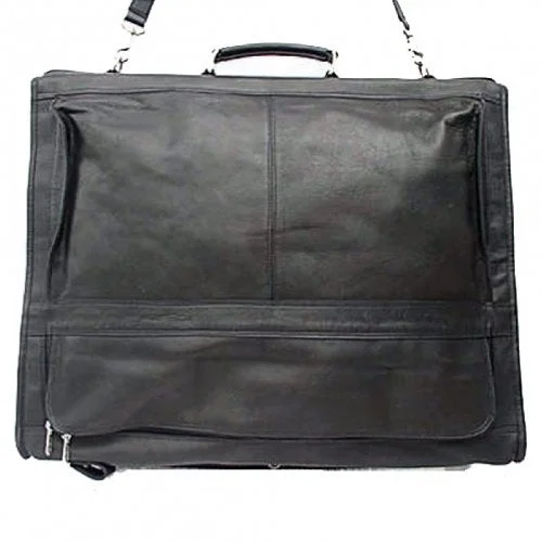 suitcase for seasonal travel essentials-Piel Leather Executive Expandable Garment Bag, Black, One Size