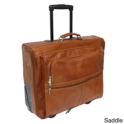 suitcase for business and leisure travel-Piel Leather Garment Bag On Wheels, Saddle, One Size