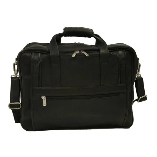 suitcase with unique organizational features-Piel Leather Large Ultra Compact Computer Bag, Black, One Size