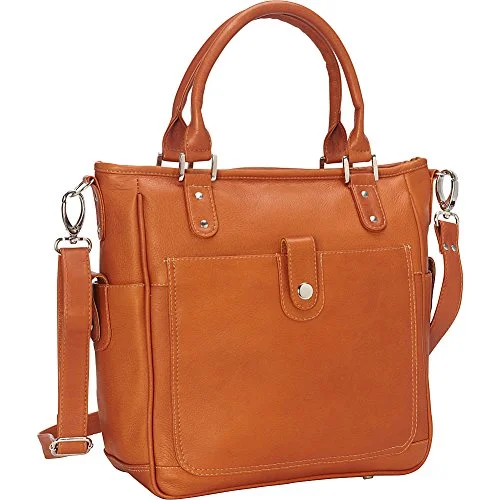 suitcase with high-impact resistance-Piel Leather Tablet Shoulder Bag Cross Body, Saddle, One Size