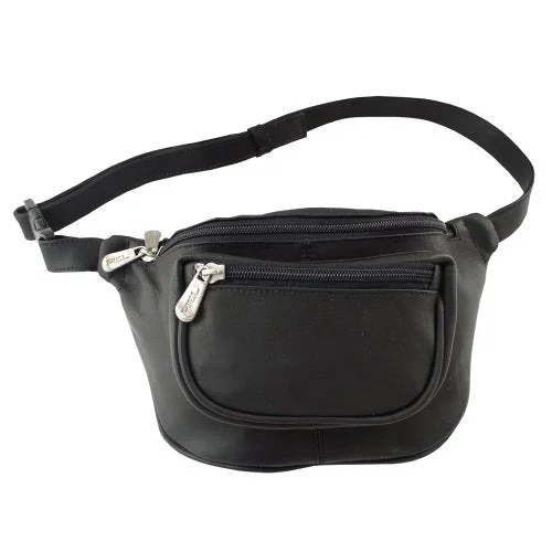 suitcase for eco-friendly packing-Piel Leather Travelers Waist Bag, Black, One Size