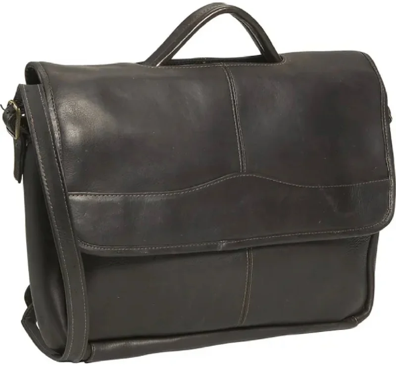 durable briefcase with sturdy zippers -David King & Co. 172 Leather Single Gusset Porthole Briefcase- $160