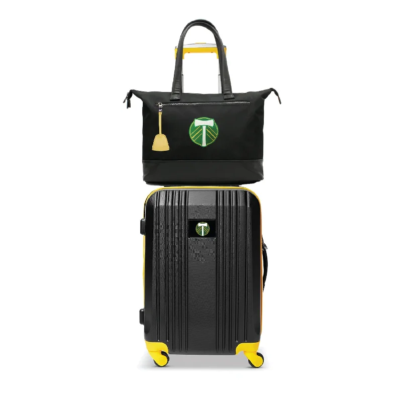 suitcase with smooth interior-Portland Timbers Tote Bag and Luggage Set -YELLOW