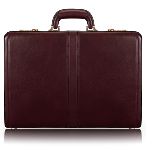 premium briefcase with detachable shoulder strap -McKlein- REAGAN 3.5” Leather Attaché Briefcase