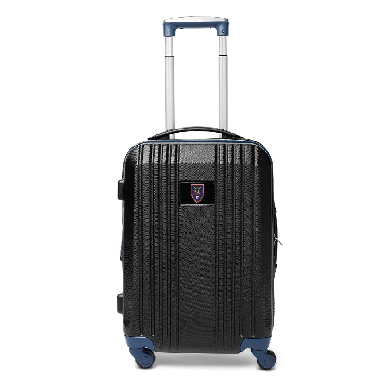 suitcase with convenient storage options-Real Salt Lake 21" Two-Tone Carry On Spinner Luggage- NAVY