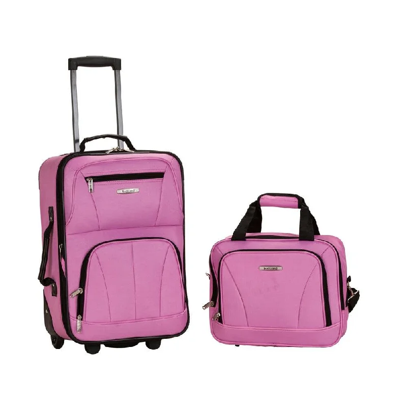 suitcase with soft and flexible exterior-Rockland 2 PC LUGGAGE SET PINK