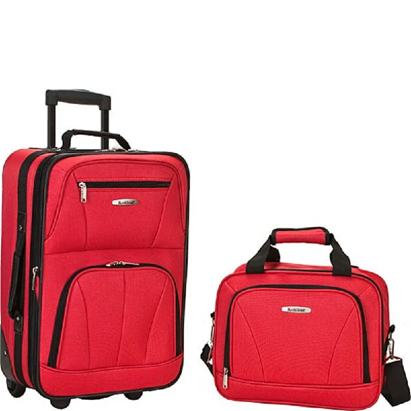 suitcase for affordable travel options-Rockland 2 Piece Luggage Set Red