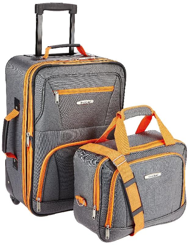 suitcase with travel-friendly storage-Rockland Luggage 2 Piece Set, Charcoal, One Size