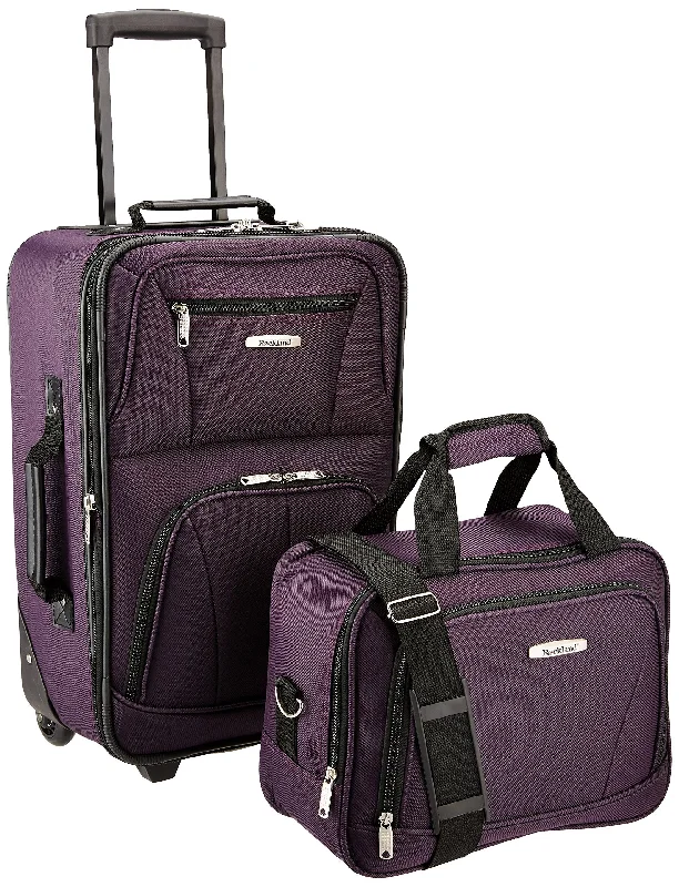 suitcase for adventure travel packing-Rockland Luggage 2 Piece Set, Purple, One Size