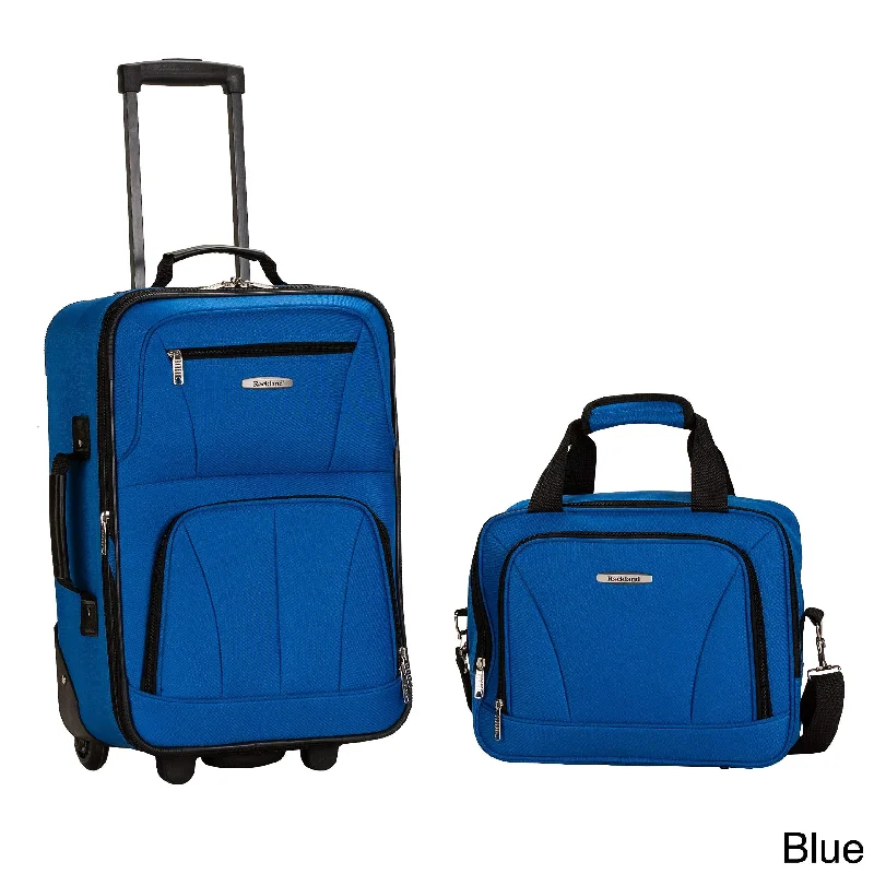 suitcase with enhanced security features-Rockland New Generation 2-Piece Lightweight Carry-On Softsided Luggage Set Blue