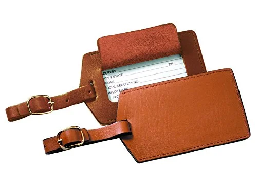 suitcase for efficient airport handling-Royce Leather Popular Leather Luggage Tag (Tan)