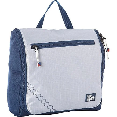 suitcase for packing more efficiently-Sailorbags Silver Spinnaker Sundry Bag (Silver With Blue Trim)