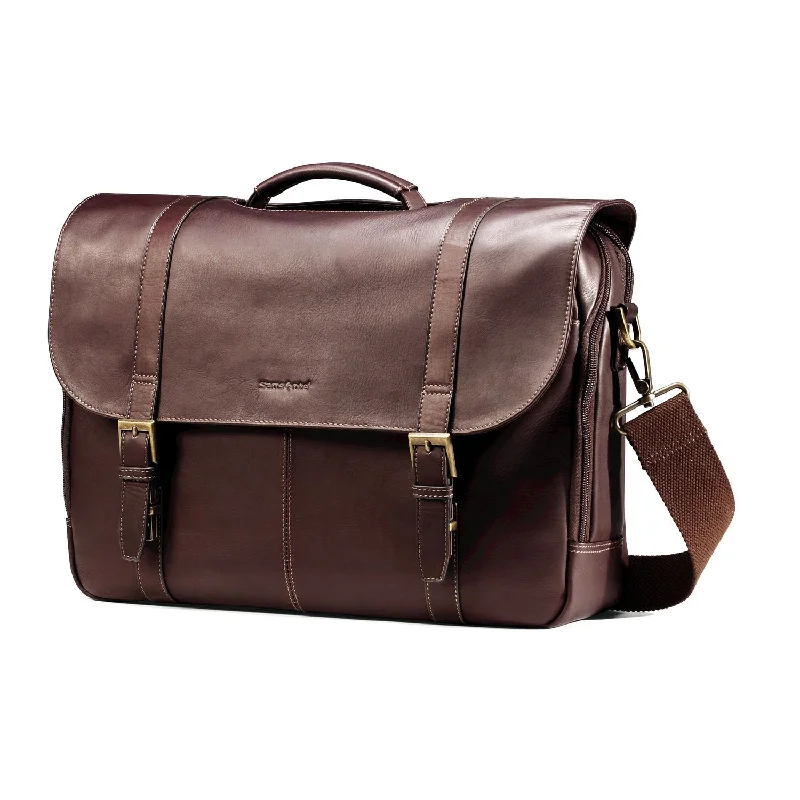 suitcase with extra internal compartments-Samsonite Colombian Leather Flapover Case Double Gusset