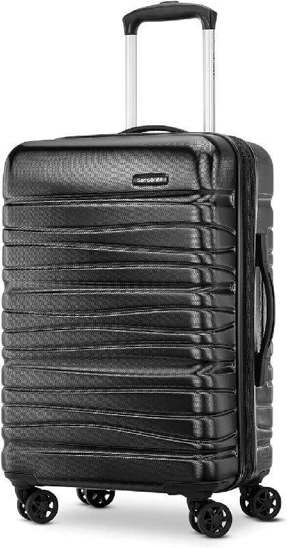 suitcase with travel-specific compartments-Samsonite Evolve SE Hardside Expandable Luggage with Double Spinner Wheels, Bass Black, Carry-on