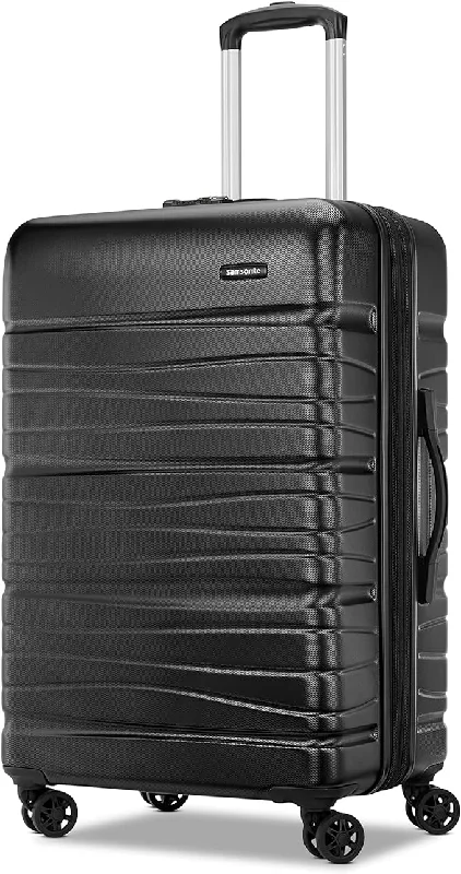 suitcase with compartments for shoes and clothes-Samsonite Evolve SE Hardside Expandable Luggage with Double Wheels, Bass Black, Medium Spinner