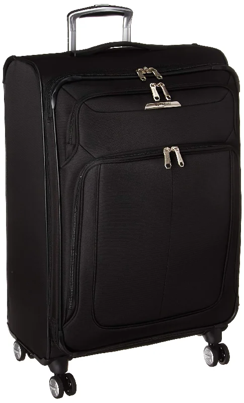 suitcase with enhanced luggage capacity-Samsonite SoLyte DLX Softside Luggage, Midnight Black, Checked-Medium