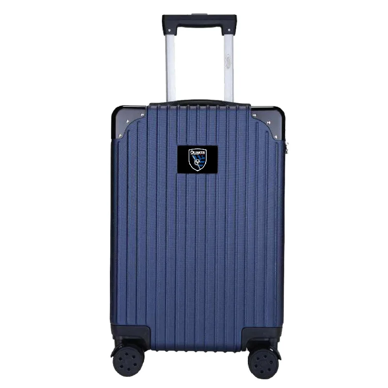 suitcase for packing shoes-San Jose Earthquakes 21" Exec 2-Toned Carry On Spinner -NAVY