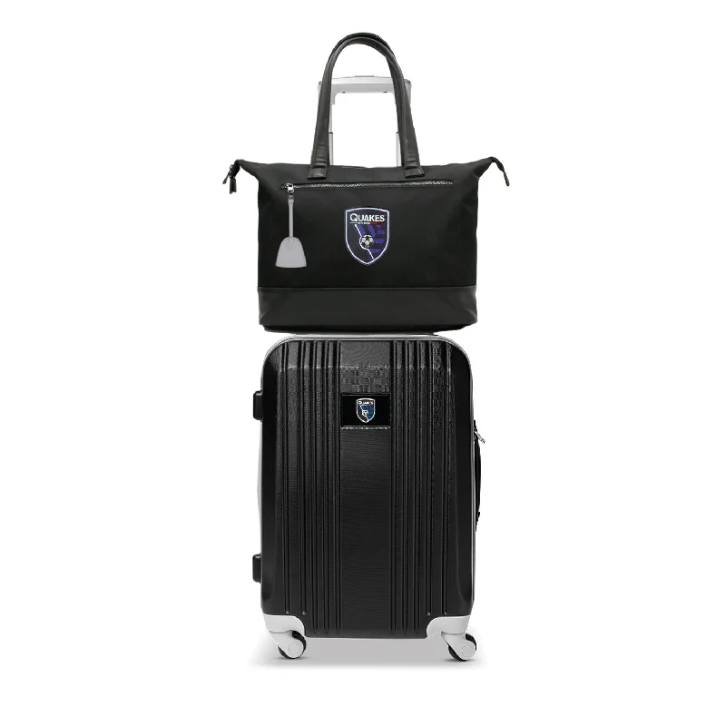 suitcase with detachable compartments-San Jose Earthquakes Tote Bag and Luggage Set -GRAY