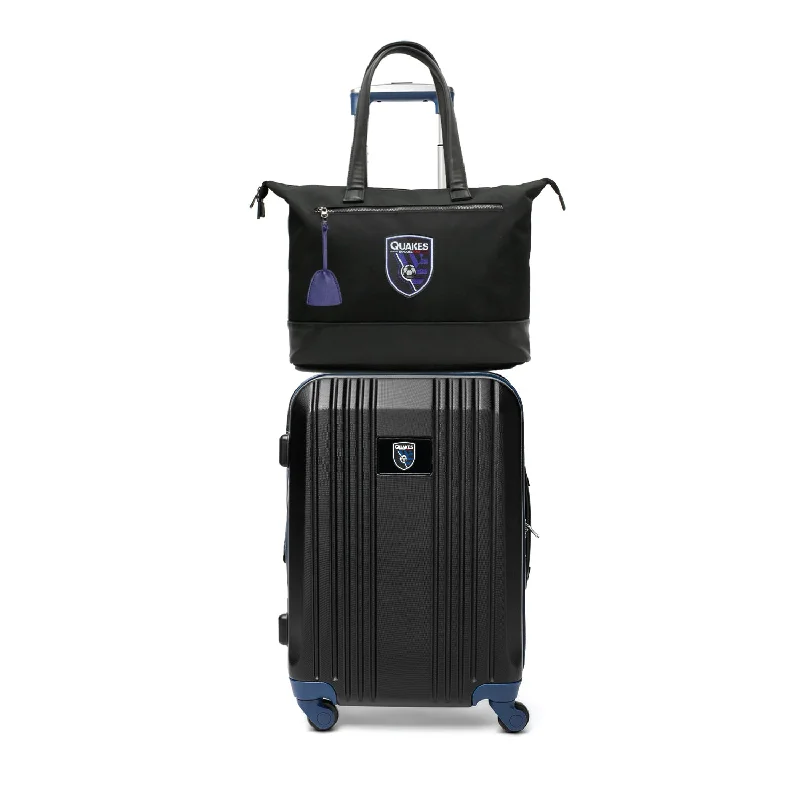 suitcase for overseas travel-San Jose Earthquakes Tote Bag and Luggage Set -NAVY