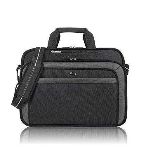 professional briefcase for carrying tablets and gadgets -Solo Empire 17.3 Inch Laptop Briefcase, Tsa Friendly, Black/Grey