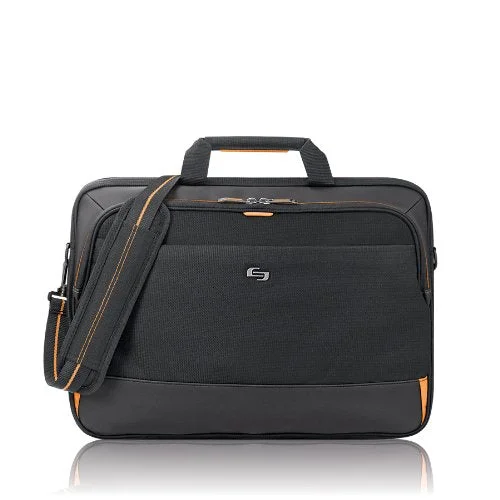 luxury briefcase with hand-stitched detailing -Solo Focus 17.3 Inch Laptop Briefcase, Black