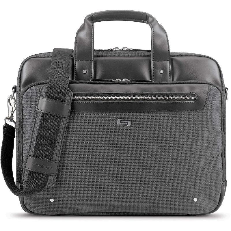 compact leather briefcase for easy carrying -SOLO NEW YORK Park grey Briefcase