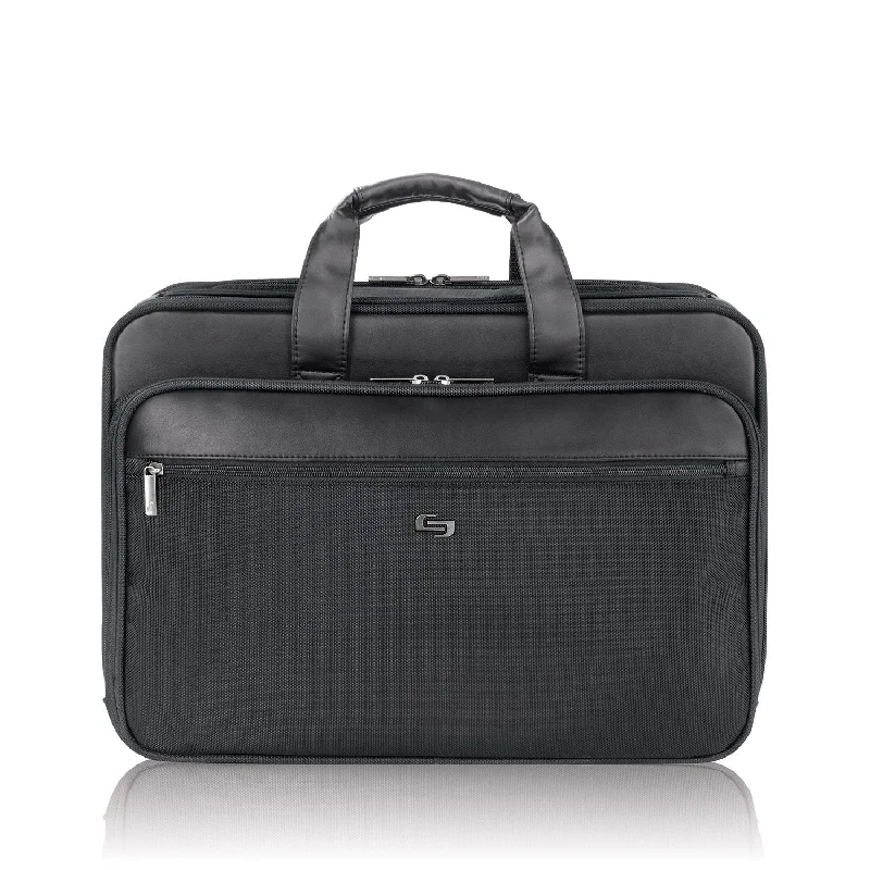 briefcase with built-in document sleeve -Solo Paramount 16 Inch Laptop Briefcase with Smart Strap, Black