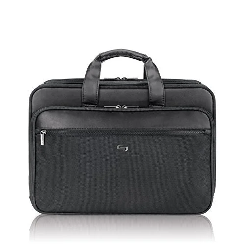 executive briefcase with inner organization system -Solo Paramount 16 Inch Laptop Briefcase With Smart Strap, Black