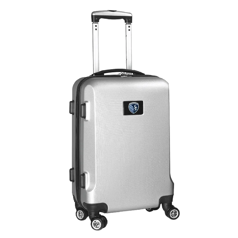 suitcase with multiple side pockets-Sporting Kansas City 21" Carry-On Hardcase Spinner- Silver