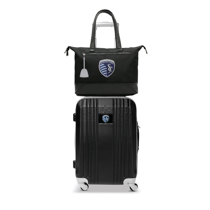 suitcase with color-coded dividers-Sporting Kansas City Tote Bag and Luggage Set -GRAY