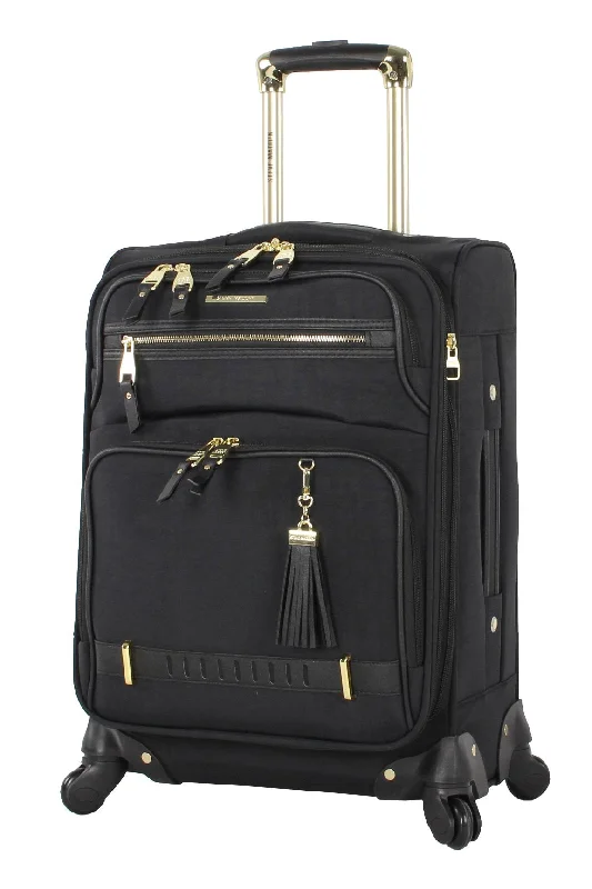 suitcase for packing light-Steve Madden Luggage Carry On 20" Expandable Softside Suitcase With Spinner Wheels (20in, Peek-A-Boo Black)