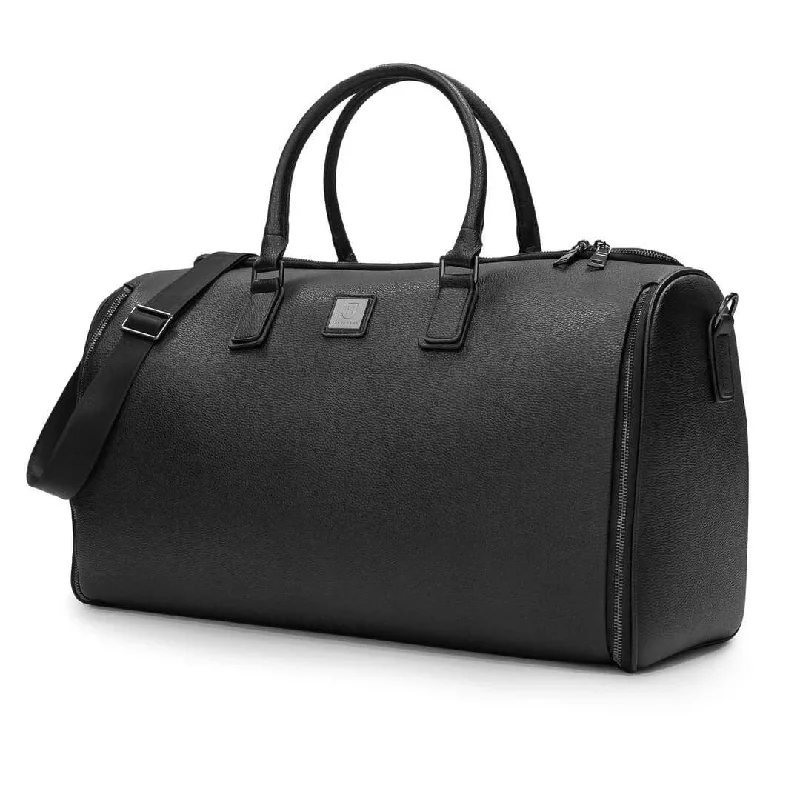 suitcase with durable internal storage-On Sale- James Hawk Leather Weekender Suit/ Hangable Garment Bag with RFID blocking