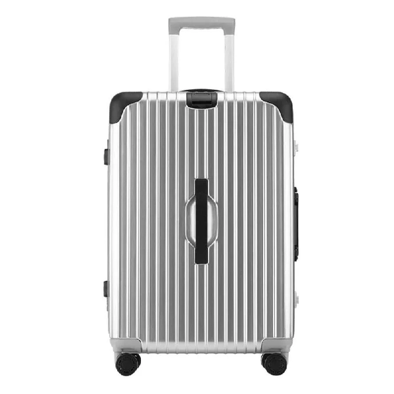 suitcase with compartmentalized interior-Suitcase, Aluminum Frame Trolley Case, Universal Wheel Luggage Code Suitcase High-Grade Aluminum Frame, Silver, 24 inch