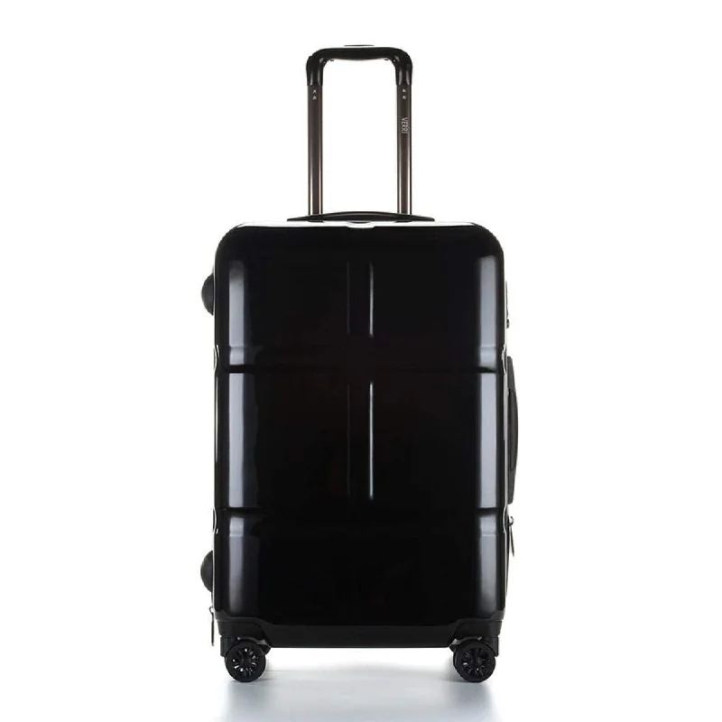 suitcase with spacious interior-Suitcase, Lightweight, Large 28-Inch Hard-Shell Aluminum Alloy Suitcase, 4 Spinner Wheels, Abs Luggage Travel Trolley, Black, 20 inch