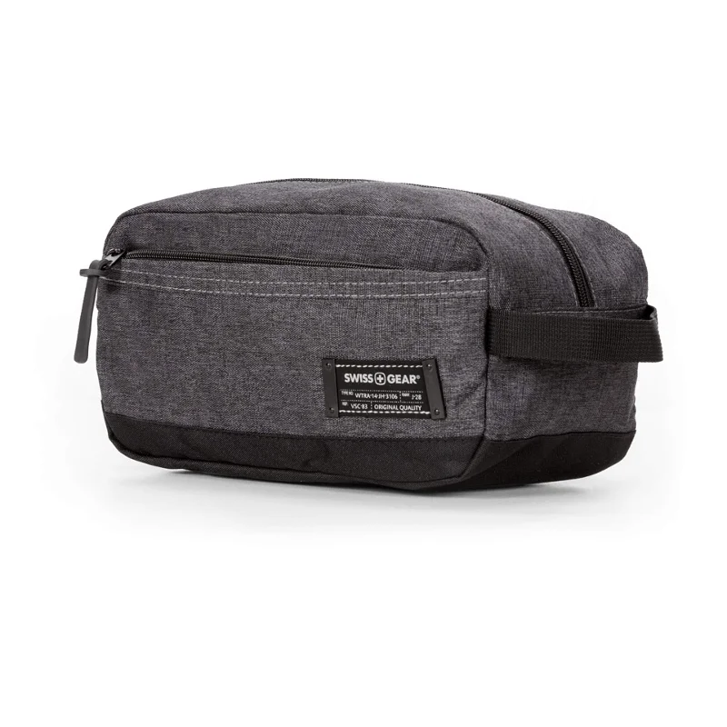 suitcase for sports enthusiasts-SWISSGEAR Medium Dopp Kit | Bathroom, Gym, Travel | Men's and Women's - Heather Gray