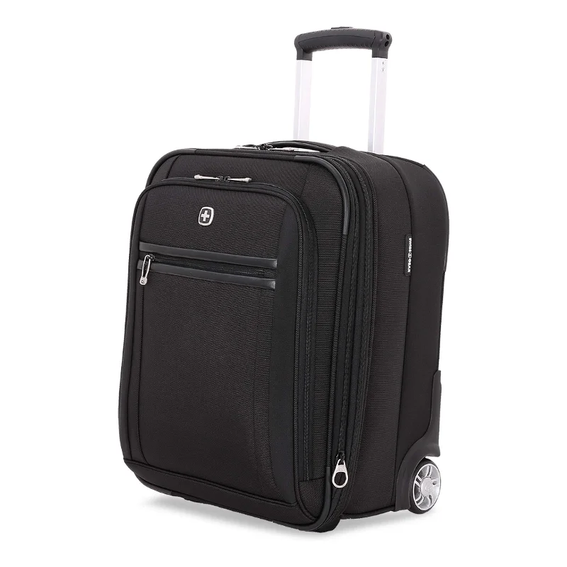 suitcase with top-quality zippers-SWISSGEAR Premium Rolling Carry-On 19-inch Luggage | Wheeled Weekend Travel Suitcase | Men's and Women's - Black