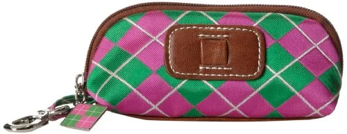 suitcase with efficient compartment systems-Sydney Love Argyle Golf Ball Holder Cosmetic Case,Pink/Green,One Size