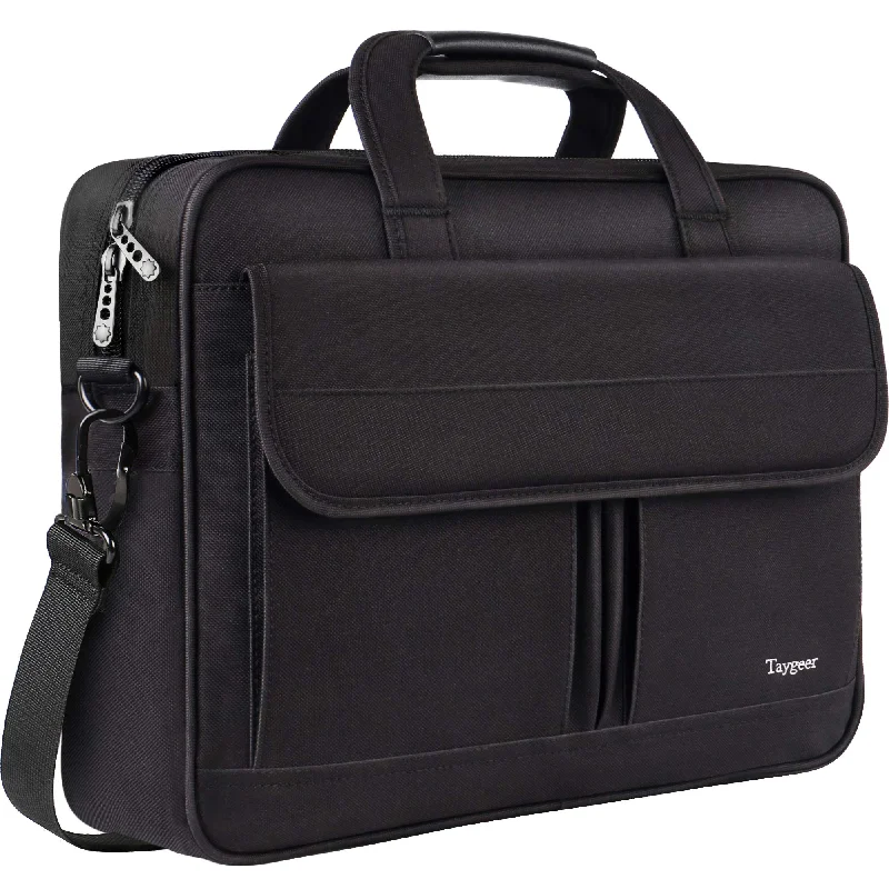 professional briefcase with a padded laptop compartment -Taygeer Laptop Bag 15.6 Inch, Business Briefcase for Men Women, 15inch Water Resistant Messenger Shoulder Bag with Strap, Durable Office Bag, Carry On Handle Case for Computer Notebook MacBook,Black