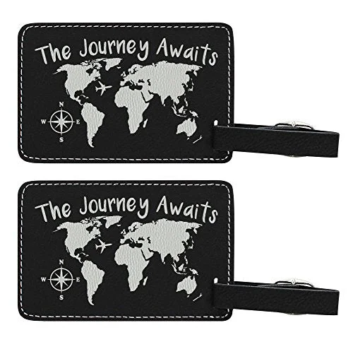 suitcase for ultimate organization-The Journey Awaits Globe Luggage Tag Travel Gifts For Women Travelers Gift World Traveler 2-Pack