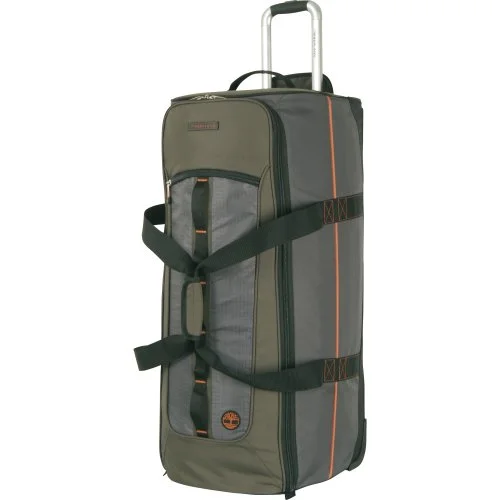 suitcase for long trips-Timberland Luggage Jay Peak 32 Inch Wheeled Duffle, Burnt Olive, One Size