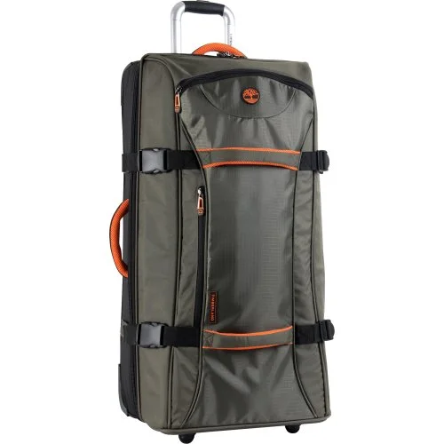 suitcase for hassle-free packing-Timberland Luggage Twin Mountain 30 Inch Wheeled Duffle, Burnt Olive/Burnt Orange, One Size