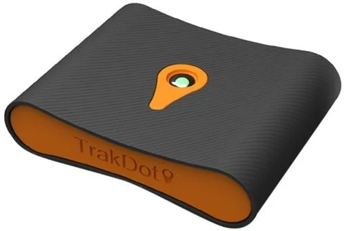 suitcase with organized tech storage-Trakdot Luggage Tracker, Black/Orange, One Size