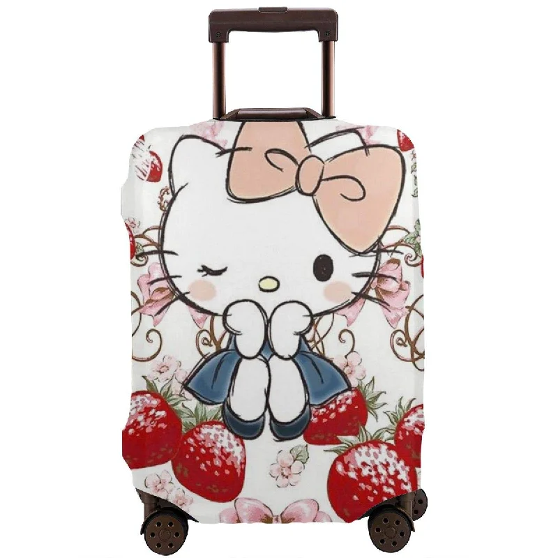 suitcase with best packing solutions-Travel Luggage Cover Hello Kitty With Delicious Strawberry Suitcase Protector Washable Baggage Covers 18-32 Inch