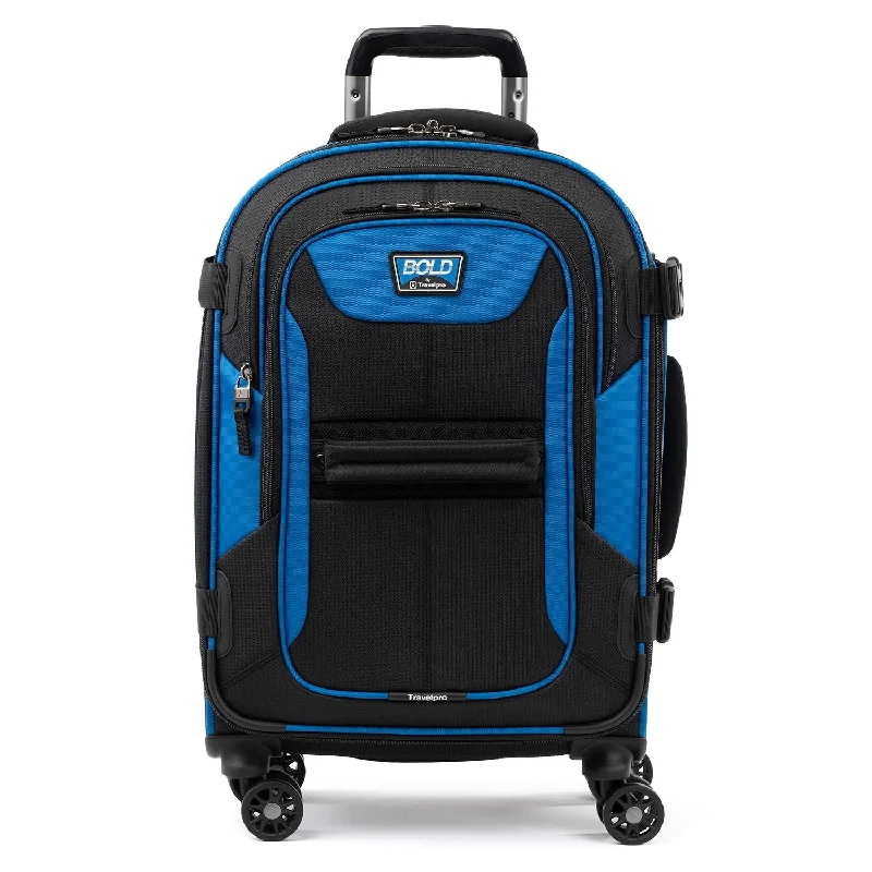 suitcase with multiple sizes-Travelpro Bold 21" Carry-on, Expandable Spinner Luggage With Easy-access Tablet Sleeve, Blue/Black