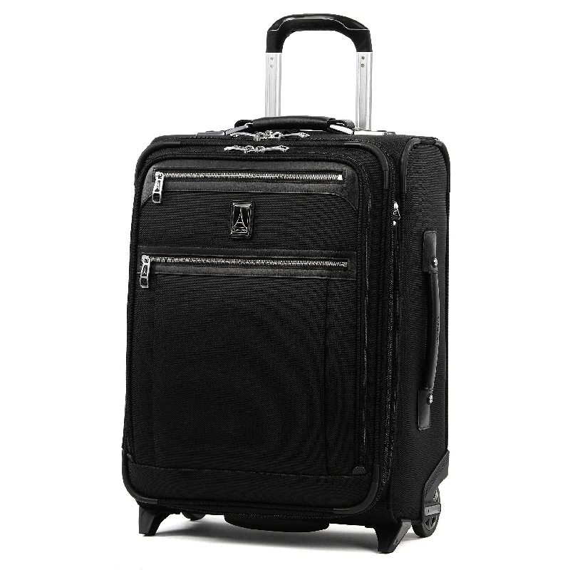 suitcase for high-end business travelers-Travelpro Luggage Platinum Elite 20" Carry-on Intl Expandable Rollaboard w/USB Port, Shadow Black