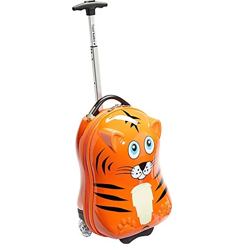 suitcase for family road trips-Trendykid Travel Buddies Tiger 18" Carry-On (Tiger Orange)