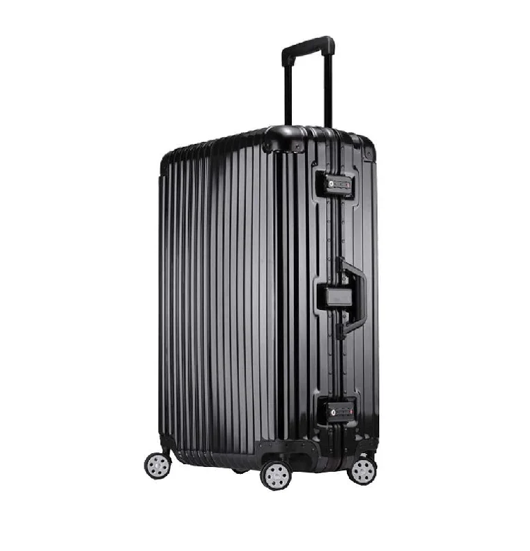 suitcase with built-in organization tools-Trolley Suitcase, Caster Suitcase Trolley Suitcase, Retractable Suitcase, Hard-Shell Suitcase With Tsa Lock And 4 Casters, Black, 22 inch